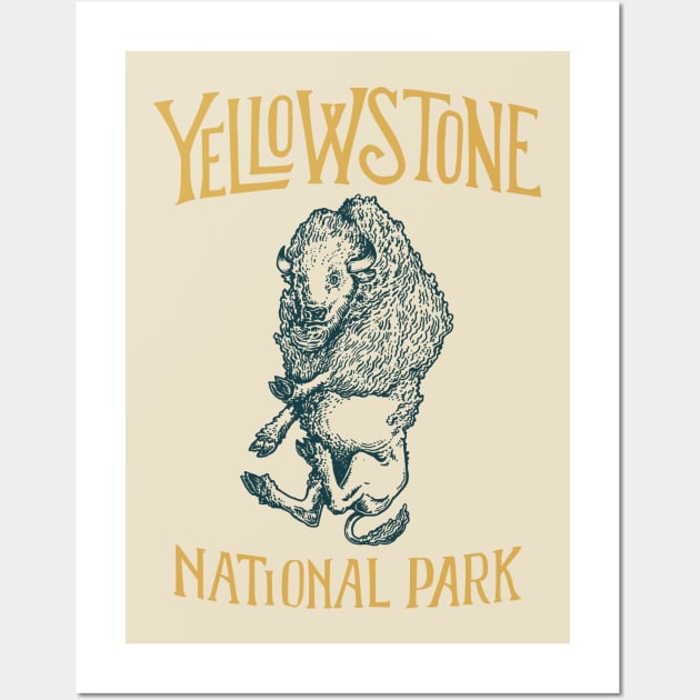 Yellowstone National Park Falling Bison Wall Art by calebfaires